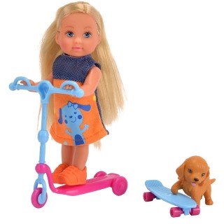 Купить Кукольный набор Еви на скутере и скейт с собачкой Simba 5732295 в интернет-магазине Детский Крым