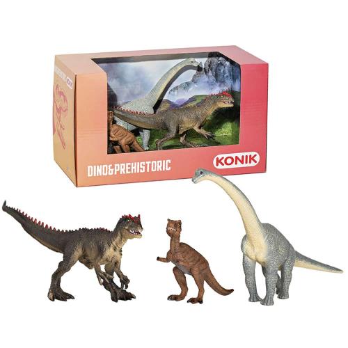 Набор фигурок Динозавры: брахиозавр, детеныш тираннозавра, аллозавр Konik AMD4044 фото 2