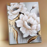 Картина по номерам с поталью Белые цветы 40 x 50 см Флюид HR0384