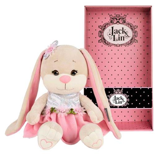 Мягкая игрушка Зайка в Розовом Платьице с Цветами 20 см Jack & Lin JL-256-20 фото 2