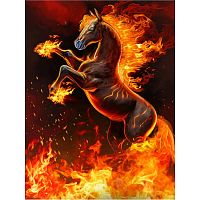 Холст с красками 30 х 40 см по номерам Огненный конь Рыжий Кот ХК-6836